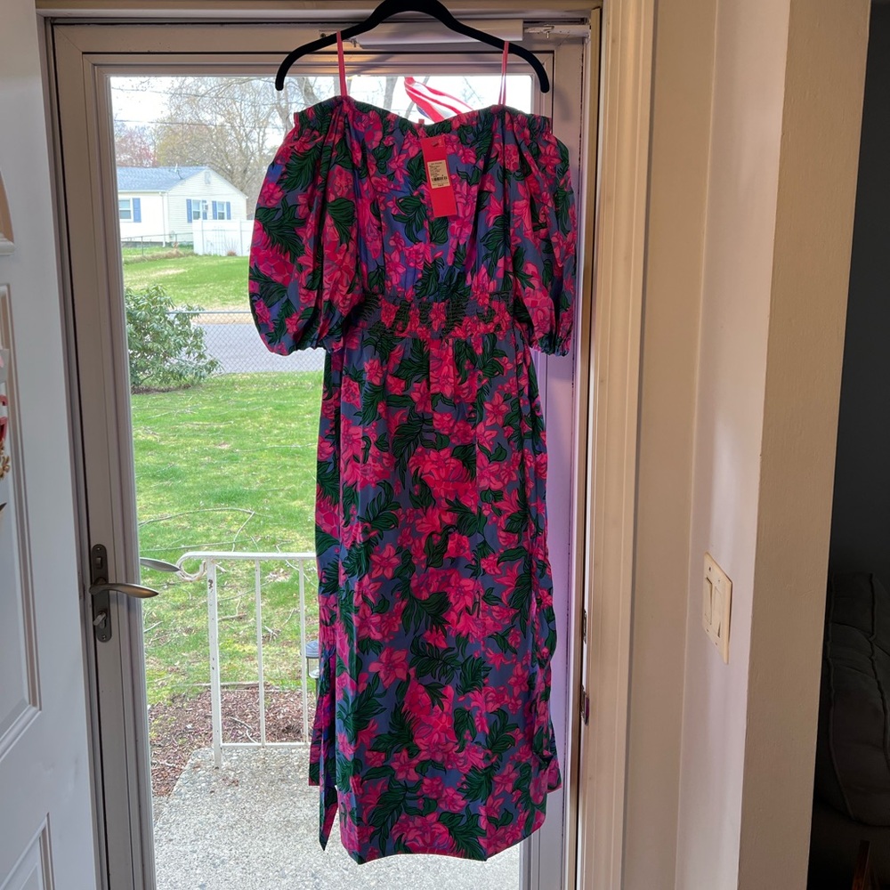NWT - Shawnlee Elbow Sleeve Off-The-Shoulder Cotton Midi Dress - Size M